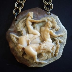 Massive Vintage Resin Centaur Warrior Pendant with Heavy Chain
